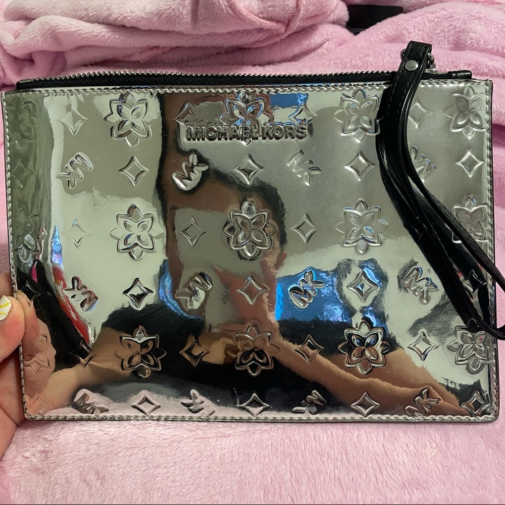Michael Kors Silver Wristlet